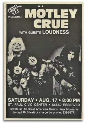 WQMP Leinwand-Poster, Motiv: Motley Crue, Schlafzimmer, Dekoration, Landschaft, Büro, Raumdekoration, Geschenk, 30 x 45 cm