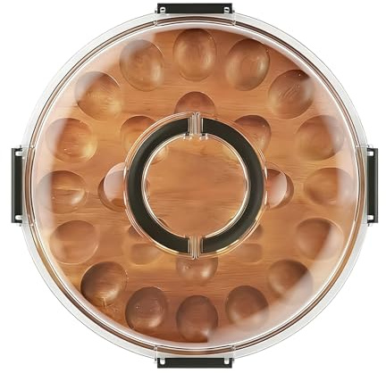 Ei gefülltes Tablett | 24 Fächer Servierplatte mit Deckel und Eierhalter für Ostern Thanksgiving Feier Abendessen Party Küche Buffet Vorspeise Tisch Hosting
