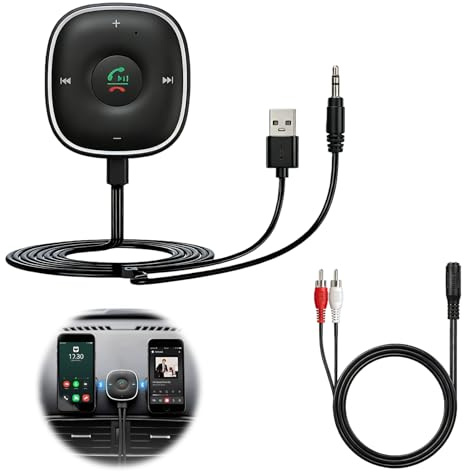 Aux Bluetooth 5.4 Adapter for Car, Bluetooth Receiver with Dual Connection | Plug and Play with 3.5mm Jack and USB Port for Car Home Hands-Free Calls and Music Streaming