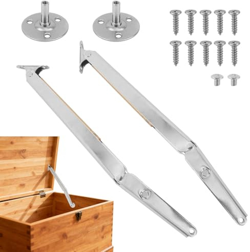 2pcs Soft and Slow Close Toy Box Hinges, 150N Heavy Duty Lid Support Hinges Adjustable Gas Strut Spring Safety Hinge Arms for Wooden Box Cabinet Storage Trunk Toy Chest