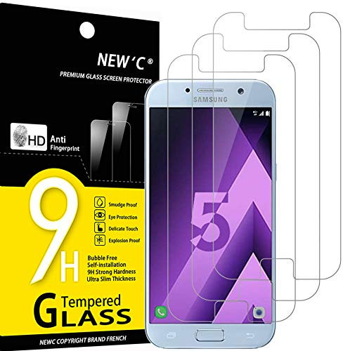 NEW'C 3 Stück für Samsung Galaxy A5 2017 für Panzerglas, Frei von Kratzern, 9H Härte, HD Displayschutzfolie, 0.33mm Ultra-klar, Ultrabeständig