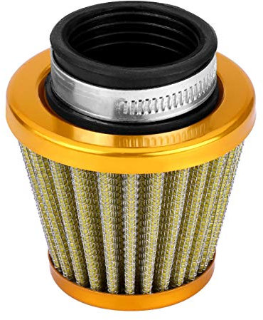 Qiilu Auto Filtro Aria Rotondo Conico Induzione di Aspirazione Filtro Aria da 38 mm per Off-Road Motorciclo ATV Quad Dirt Pit(Oro)