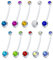 10stk Schwangerschaft Bauchnabelpiercing Set Flexibler Kunststoff PTFE mit Steine Kugeln 14 Gauge 38mm
