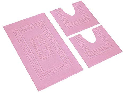 HomeLife - Set Tappeti Bagno 3 Pezzi Made in Italy, con: 1 Tappeto Bagno Assorbente (60X90) e 2 Tappetini Bagno (45X60). Tappeti Cotone Lavabili Lavatrice senza Antiscivolo, Tappeto Bagno Rosa