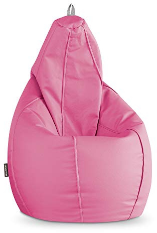 HAPPERS Pouf Poire pour extérieur en Similicuir Nautique imperméable Rose XXL