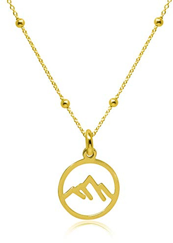 WANDA PLATA Kette Berge für Damen, Junge Mädchen, in 925 Silber Vergoldet, Berg-Anhänger Schmuck in Geschenkbox
