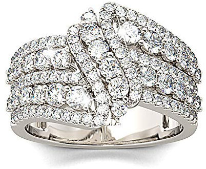 Jeulia Damen Ringe für Frauen Crossover-Ehering Sterling Silber Statement-Ringe Rundschnitt-Verlobungsring Jubiläumsversprechen Geburtstagsfest-Geschenk mit Schmuck-Geschenkbox (58 (18.5))