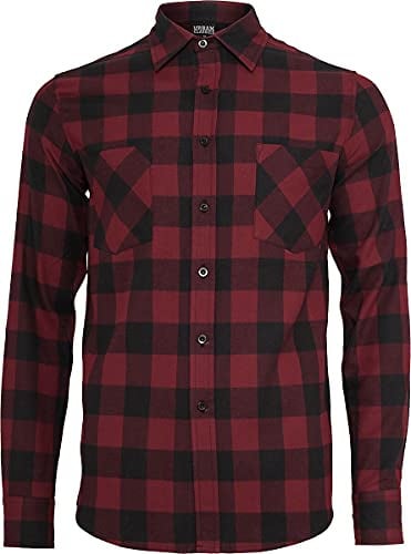 Urban Classics Checked Flanell Shirt Männer Flanellhemd schwarz/Burgund 3XL