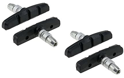 P4B | 2 Paar V-Brake Fahrrad Bremsschuhe in Schwarz - 70 mm | Symmetrisches Gewinde | Mit Bolzen und Befestigungsteilen | Für Jede Wetterlage geeignet