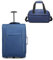 KONO Handgepäckwagen mit Handgepäckkoffer und Kofferset kabinengeprüft (Blau Set)