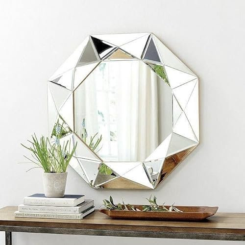 Garden Mile, Espejo de Pared Grande Biselado Plateado para Montar en la Pared, decoración del hogar, Accesorios Decorativos Modernos, Joyas de Sol, Pasillo, Dormitorio, Cuarto de baño