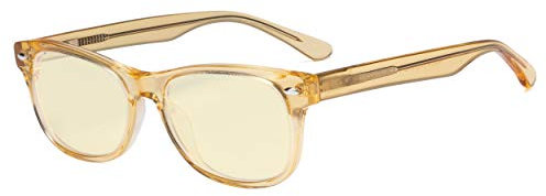 Eyekepper Computer Gaming Glasses for Kids - Blue Light Blocking with Yellow Filter Lens - Boys Girls Anti Glare Digital Glasses for Reading Screen - Champagne