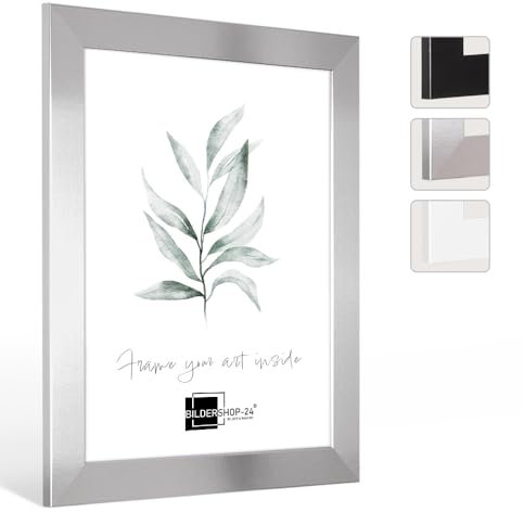 Bildershop-24 Bilderrahmen modern stabil Karo Silber Glanz 30 X 40 cm Rahmen für Bilder Urkunden Poster Farbe & Größe wählbar