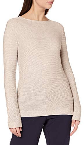 TOM TAILOR 1016350 Jersey de punto de algodón orgánico para Mujer, Beige (24192 - Dusty Alabaster Melange), M