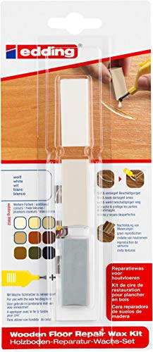 edding 8902/1 Blistercard Holzboden Reparatur Wachs Set 3 Schattierungen Weiß - Reparatur beschädigter Holzböden wie Parkett, Laminat und Dielen