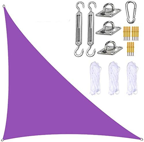 Garden Sail Canopy, Triangle Sun Sail Shade with Fixing Kit, 3 Ropes, Waterproof, UV Block, Right Angle Garden Shade Sails Sunshade Awnings for Outdoor Patios (Purple,3m x 4m x 5m)