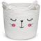 Bigepige Aufbewahrungskorb Kinder, Baby Spielzeug Baumwollseil Aufbewahrung Korb Geflochten, WäSchekorb Klein Faltbar Kinderzimmer Deko Basket Weiß Beige Katze(28x28x24cm)