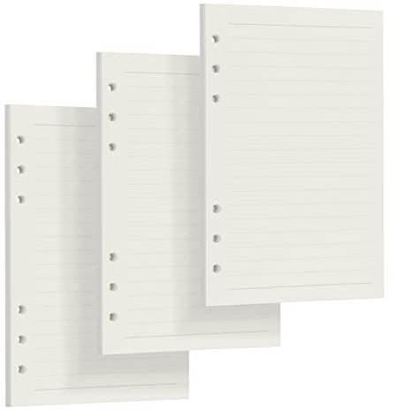 Skycase A6 Linie Papier [3 Packungen], Refill [135 Blatt/270 Seiten], 6 Löcher Lose Blätter, Nachfüllpapier für Filofax, Ringbücher, Notizen, Skizze, Einsätze (Linie, 171mm*95mm)