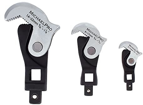 MichaelPro 3-Pc Spring-Loaded Auto Size Adjusting Crowfoot Wrench Set, Self-Adjusting Wrench, Multi-Size Spring Wrench, Auto Size Rapid Wrench- MP001205
