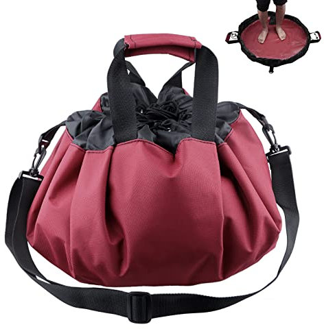 Cambiador de traje de neopreno, portátil, grande, ropa húmeda, bolsa seca, impermeable, cambiador con correa para el hombro y el asa para surf, buceo y deportes acuáticos al aire libre, color rojo