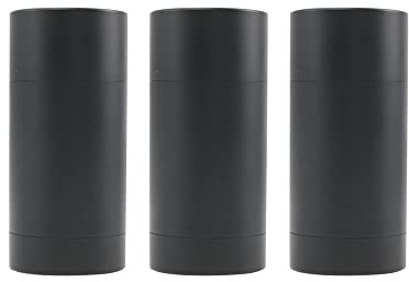 Leere Deo-Behälter, rund, 75 ml, wiederverwendbar, recycelbar, Kunststoff, Deodorant, Lippenbalsam, Lipgloss, Vorratsbehälter (Schwarz)