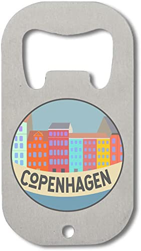 Copenhagen Denmark City Minimalist Art Flaschenöffner aus Edelstahl Silber One Size