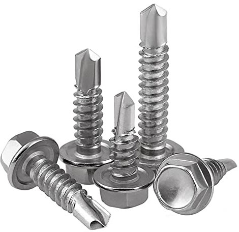 Lot de 290 Vis Autoforeuse Metal,M4.2 × 38mm/32mm/25mm/19mm/16mm//13mm,Vis Autotaraudeuses Autoperceuses,Vis Autoforeuse Inox,Vis en Acier Inoxydable Kit,Vis Hexagonales a Tôle Pour Plus Fixation