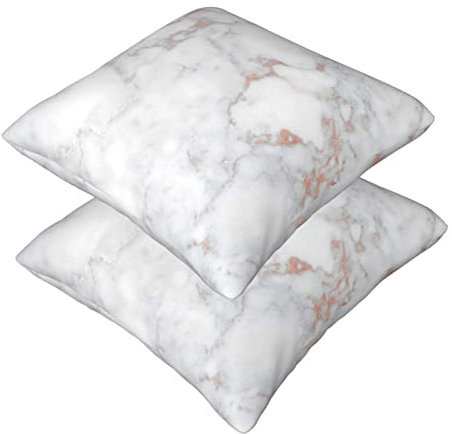 White Marble Rose Gold Throw Pillow Cases 2 Pack Square Pillowcases Super Soft Pillow Protectors With Zipper For Couch Livingroom Sofa Bed Office Car,50x50 Cm