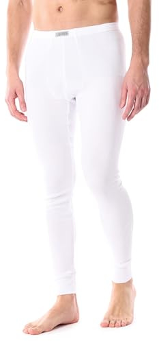 Ladeheid Calzoncillos Hombre Largos Algodon – Ropa Interior Térmica Hombre para Invierno - Pantalones Térmicos Cálidos y Transpirables para Uso Diario y Deporte LA40-247 (Blanco, L)