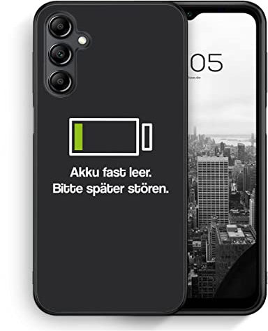 MUNIQASE Akku Fast Leer - Silikon Hülle für Samsung Galaxy A14 4G 5G - Spruch Lustige Witzige Humorvolle Komische Spaßige Deutsche Coole Lässige Schutzhülle Handyhülle Case Cover