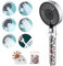 GEFIRE Soffione Doccia Anticalcare Argento Soffione Doccia con Filtro Soffione Doccia Alta Pressione Soffione Doccia con Filtro PP Cotone con 2 Confezioni Sfere Minerali Ioni Negativi
