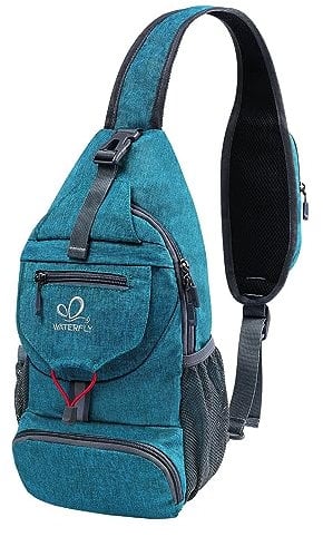 WATERFLY Brusttasche Sling Bag Klein: Faltbarer Herr Crossbody Bodybag Crossbag Slingbag Crossover Single Chest Rucksack Schultertasche Schulterrucksack Cross Body Herren Damen Reisen Wandern