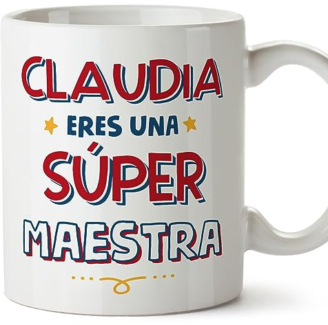 MUGFFINS Tazas Personalizadas para MAESTRA mujer - En Español - Eres Súper - 11 oz / 330 ml - Regalo Personalizable original y divertido