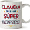 MUGFFINS Tazas Personalizadas para MAESTRA mujer - En Español - Eres Súper - 11 oz / 330 ml - Regalo Personalizable original y divertido