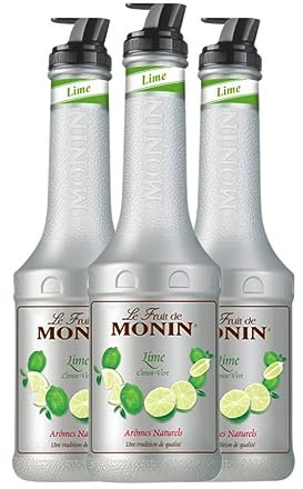 Schnapp MoninCocktail Puré Lima Verde Lime Citron Vert Botella Misil 1 L (Caja de 3 Botella Misil de 1 L)