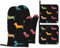 Trukd Ofenhandschuhe mit niedlichem Dackel-Motiv, 2 Handschuhe und 2 Topflappen, für Küche, Mikrowelle, Grill, hitzebeständig