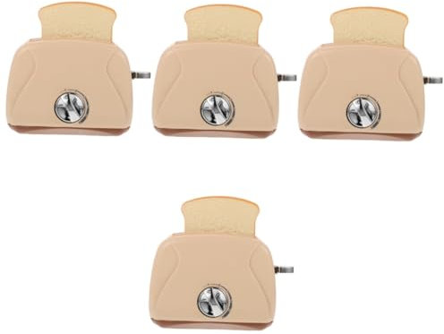 BESTonZON 4 Piezas Adornos De Horno Jugar Comida Juguete Tostador De Pan Suministros para Casa De Muñecas Jugar Tostadora Cocina Electrodomésticos Niño Rompecabezas El Plastico