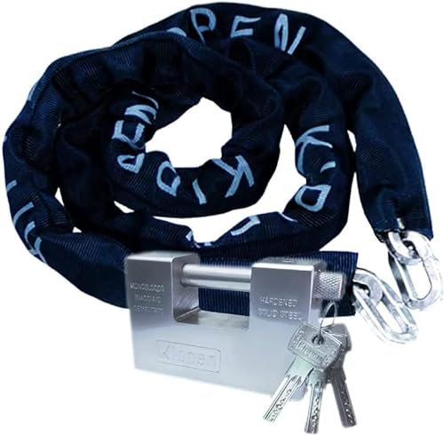 kippen 2011DX - Kit Sicurezza per Moto, Scooter e Bici, Composto Da: Catena Antifurto Misura 10X2000 mm + Lucchetto Cementato Antiscasso 90 mm.