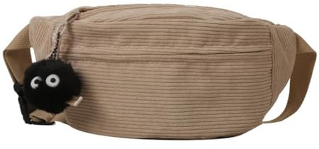 Xuanxi Taschen für Damen, Crossbody-Hüfttasche, Brusttasche für Teenager, Erwachsene, Cord, Bauchtasche, große Kapazität, Sporttasche, vielseitige Reise-Gürteltasche, khaki, With pendant