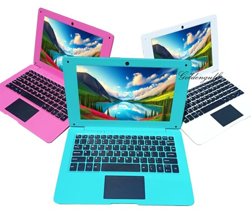 Ordenador portátil mini de 10 pulgadas Quad Core alimentado por Android 12 Netbook 64GB computadora pequeña con cámara web WiFi Bluetooth, cargador de ratón incluido, adecuado para niños y
