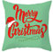 Ethereval Leinen Outdoor Kissenbezüge Wetterfest Kissenbezug Quadratisch Weihnachtsmütze Frohe Weihnachten. Grün Rot Kissenbezüge Klein Set Kissen 45x45cm