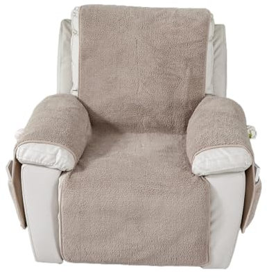 EBETA Liegesesselbezug Sesselbezug Sofa Armlehnenbezüge, Sherpa Husse für Relaxsessel Sesselschoner Sesselauflage, Schutzbezug Anti-Rutsch, Relaxsessel Bezüg (Sand, 56x207 cm)