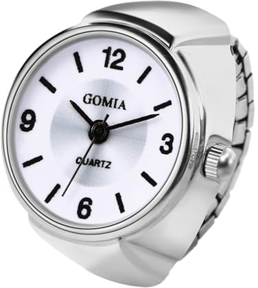 OIDEA Ringuhr Fingeruhr Herren Damen: Digital Weiß elastisch Fingerband Quarz Analog mit Weiß digital Legierung Ring Uhr Uhrenring Geschenk für Freund Familie