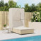 Somanki Doppel-Sonnenliege mit Dach und Vorhängen Beige Poly Rattan, Gartenliege, Liegestuhl, Sonnenstuhl, Sonneninsel Outdoor, Liegen, Gartenmöbel, Bäderliege, Relaxliege - 368103