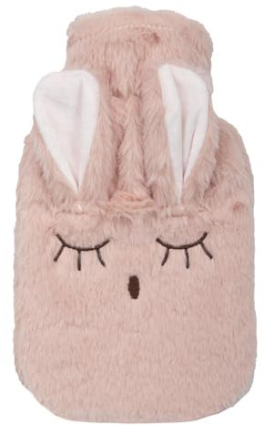 A2Z Hot Water Bottles 3D Animal Bunny Soft Plush Fleece Cover 1 Liter Durable Leak Proof Rubber Bottle Pain Relief Cosy Nights Neck Back Shoulder Warmer Sofa Bedtime Heat Theraphy