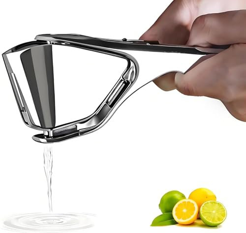 Heavy Duty Lemon Squeezer Stainless Steel - Max Extraction Manual Juicer - Easy Squeeze Fold-Flat Lime Citrus Handheld Juice Extractor
