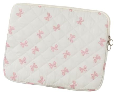 Cutecore Y2K Laptophülle mit Schleife, gesteppt, für Mädchen, Kokette, ästhetische Notebook-Tasche (Rosa, 13 Zoll)