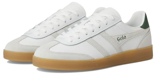 Gola Herren Viper Leather Schuhe, White-White-Evergreen-Gum, 42