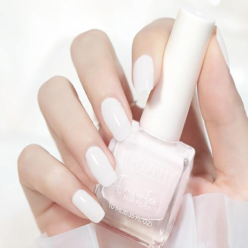White Nail Polish, Milky White Nail Varnish, Quick Dry Long Lasting French Manicure, Non Toxic Breathable No UV Needed Nail Polish for Women DIY Nail Art