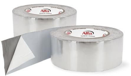 Alfa 2x Butylklebeband alukaschiert 50 mm x 10 m – Für Außen (20 m) | Profi-Qualität – Hohe Hitzebeständigkeit – reißfeste Qualität – Diffusionsdicht – Öl- und wasserfest